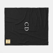 Couverture Polaire Logo d'entreprise noir monogramme cadeau d'entrepr (Devant (Horizontal))