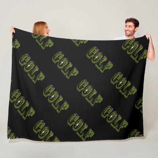Couverture Polaire Logo Dimensionnel Vert Sur Noir, (En situation)