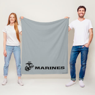Couverture Polaire Logo en noir empilé USMC