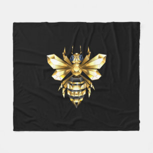 Couverture Polaire Logo Faux Gold Foil Bee Polygonal sur Noir