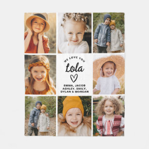 Couverture Polaire Lola We Love you Hearts Modern Photo Collage