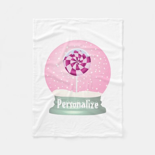 Couverture Polaire Lollipop enneigée globe mignon fille rose hiver (Devant)