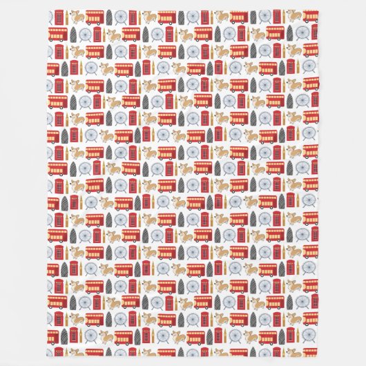 Couverture Polaire London Icon and Corgi Collage Motif (Devant)