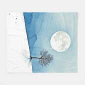 Couverture Polaire Lone Tree: Serene Full Moon Silence Art (Devant (Horizontal))