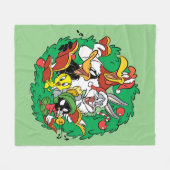 Couverture Polaire LOONEY TUNES™ Group Christmas Wreath (Devant (Horizontal))