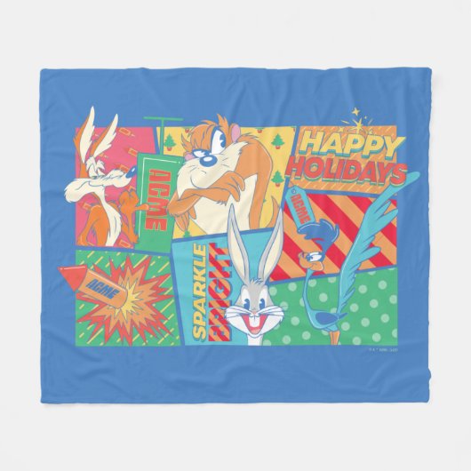 Couverture Polaire LOONEY TUNES™ | Joyeux Motif de vacances (Devant (Horizontal))