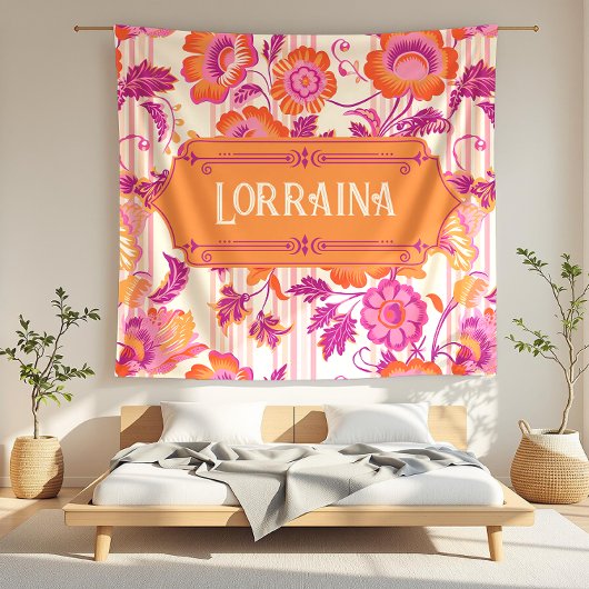 Couverture Polaire Lorraina Wild Blooms Violet et Orange Floral