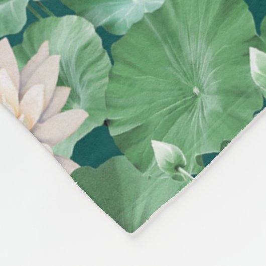 Couverture Polaire Lotus Lagoon Motif - Le Lotus Blanc (Coin)