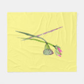 Couverture Polaire Lotus rose Zen fleurs aquarelle art (Devant (Horizontal))