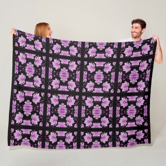 Couverture Polaire Lotus violet rouge (En situation)