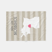 Couverture Polaire Louisiana Home State Map - Custom Wedding City (Devant (Horizontal))