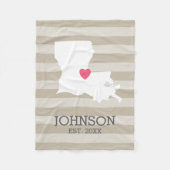 Couverture Polaire Louisiana Home State Map - Custom Wedding City (Devant)