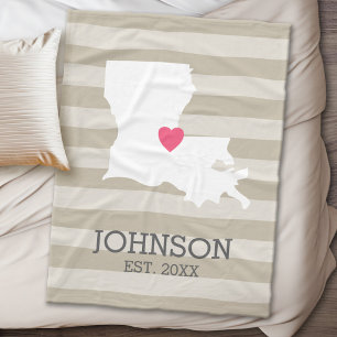 Couverture Polaire Louisiana Home State Map - Custom Wedding City