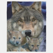 Couverture Polaire LOUP avec 2 CUBS (Devant)