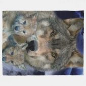 Couverture Polaire LOUP avec 2 CUBS (Devant (Horizontal))