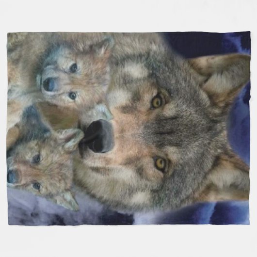 Couverture Polaire LOUP avec 2 CUBS (Devant (Horizontal))