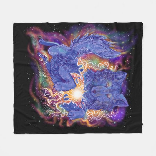 Couverture Polaire Loup cosmique (Devant (Horizontal))