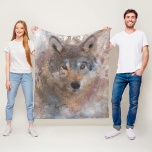 Couverture Polaire Loup dans l'aquarelle