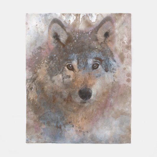 Couverture Polaire Loup dans l'aquarelle (Devant)
