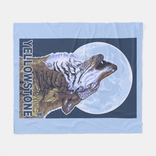 Couverture Polaire Loup de YellowstoneHowling (Devant (Horizontal))