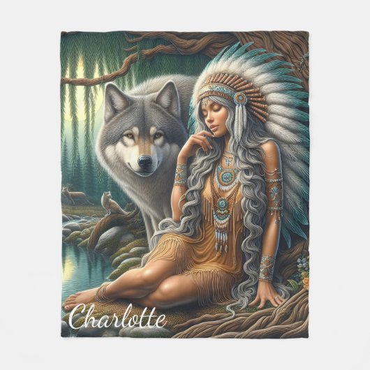 Couverture Polaire Loup et Indiens de nature (Devant)