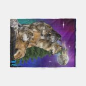 Couverture Polaire Loup et Lune (Devant (Horizontal))