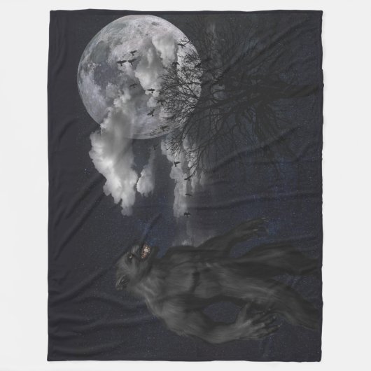 Couverture Polaire LOUP-GAROU dans le CLAIR DE LUNE (Devant)