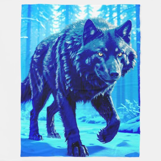 Couverture Polaire Loup givre (Devant)
