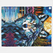 Couverture Polaire Loup gris dans le regard en verre tendu de la forê (Devant (Horizontal))