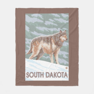 Couverture Polaire Loup gris StandingSouth Dakota
