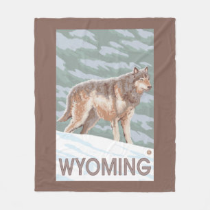 Couverture Polaire Loup gris StandingWyoming