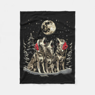 Couverture Polaire Loup - Joyeux Noël amusant Santa famille appariée
