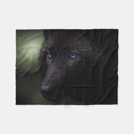 Couverture Polaire Loup noir (Devant (Horizontal))