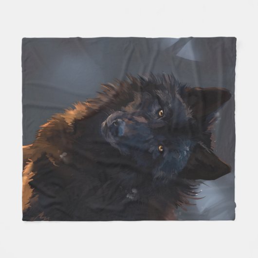 Couverture Polaire loup noir (Devant (Horizontal))