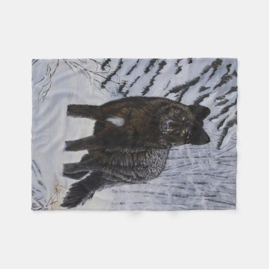 Couverture Polaire Loup noir (Devant (Horizontal))