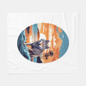 Couverture Polaire Loup sur la plage (Devant (Horizontal))