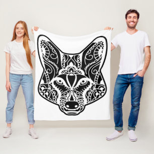 Couverture Polaire Loup tribal