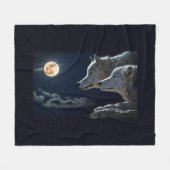 Couverture Polaire Loups de Pleine lune (Devant (Horizontal))