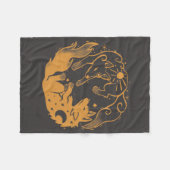 Couverture Polaire Loups dorés Soleil et Lune (Devant (Horizontal))