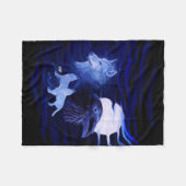 Couverture Polaire Loups et corbeau avec pleine lune (Devant (Horizontal))