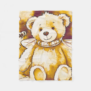 Couverture Polaire L'ours abeille miel