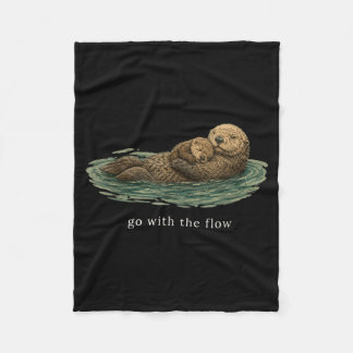 Couverture Polaire Loutre qui suit le courant Art de la nature calme