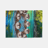 Couverture Polaire Loutres jouées dans un cercle de rivière (Devant (Horizontal))