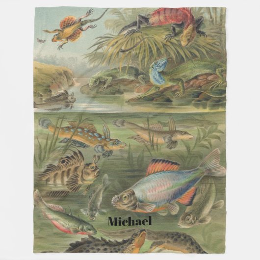 Couverture Polaire Louvain de poisson reptile personnalisé (Devant)