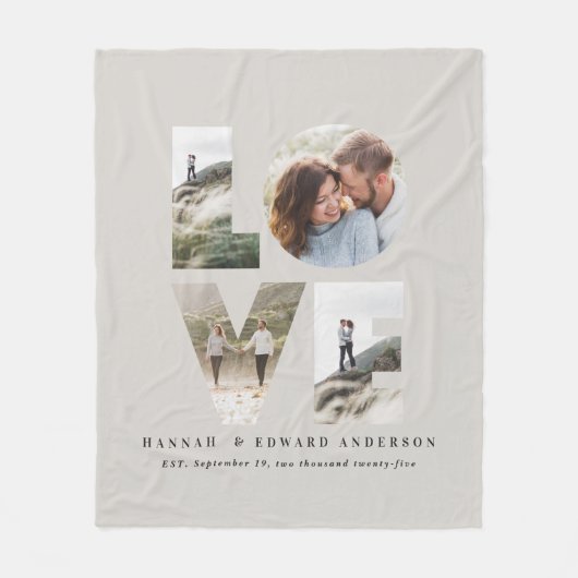 Couverture Polaire Love 4 photo simple moderne cadeau personnalisé (Devant)