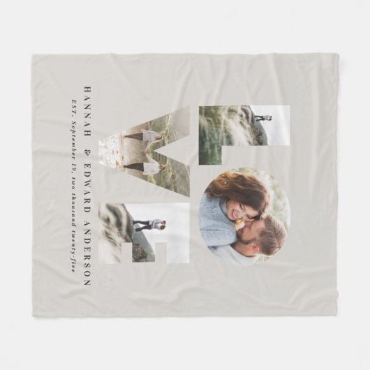 Couverture Polaire Love 4 photo simple moderne cadeau personnalisé (Devant (Horizontal))