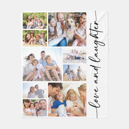 Couverture Polaire Love and Laughter Script Multi Photo Collage (Devant)