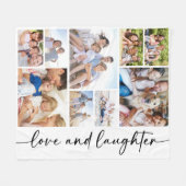 Couverture Polaire Love and Laughter Script Multi Photo Collage (Devant (Horizontal))