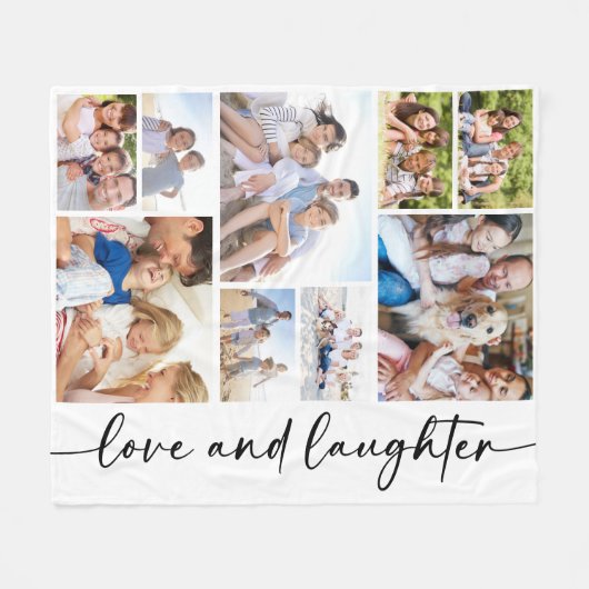 Couverture Polaire Love and Laughter Script Multi Photo Collage (Devant (Horizontal))