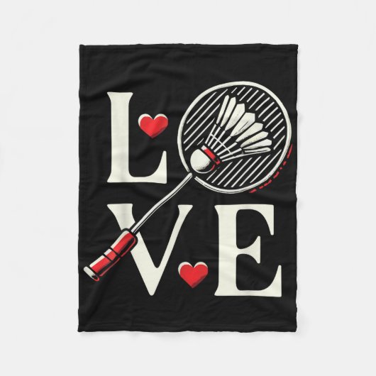 Couverture Polaire Love Badminton Player Heart Racket Shuttle  (Devant)